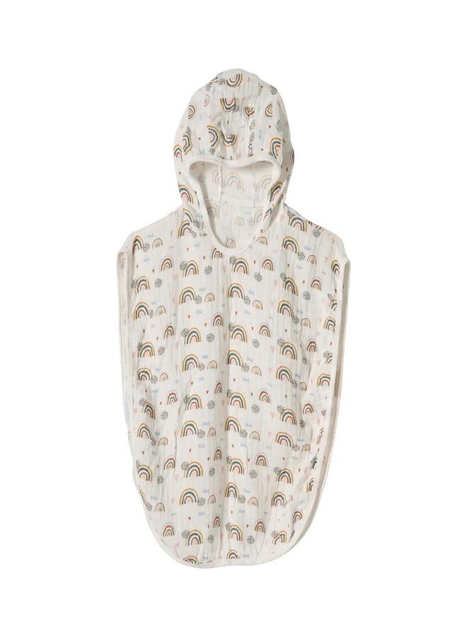 BEBELOP 100% Cotton Muslin Baby Bath Poncho - Soft & Absorbent Hooded Towel for Infants & Toddlers, Lightweight and Breathable, Baby Shower (Rainbow) - Image 1